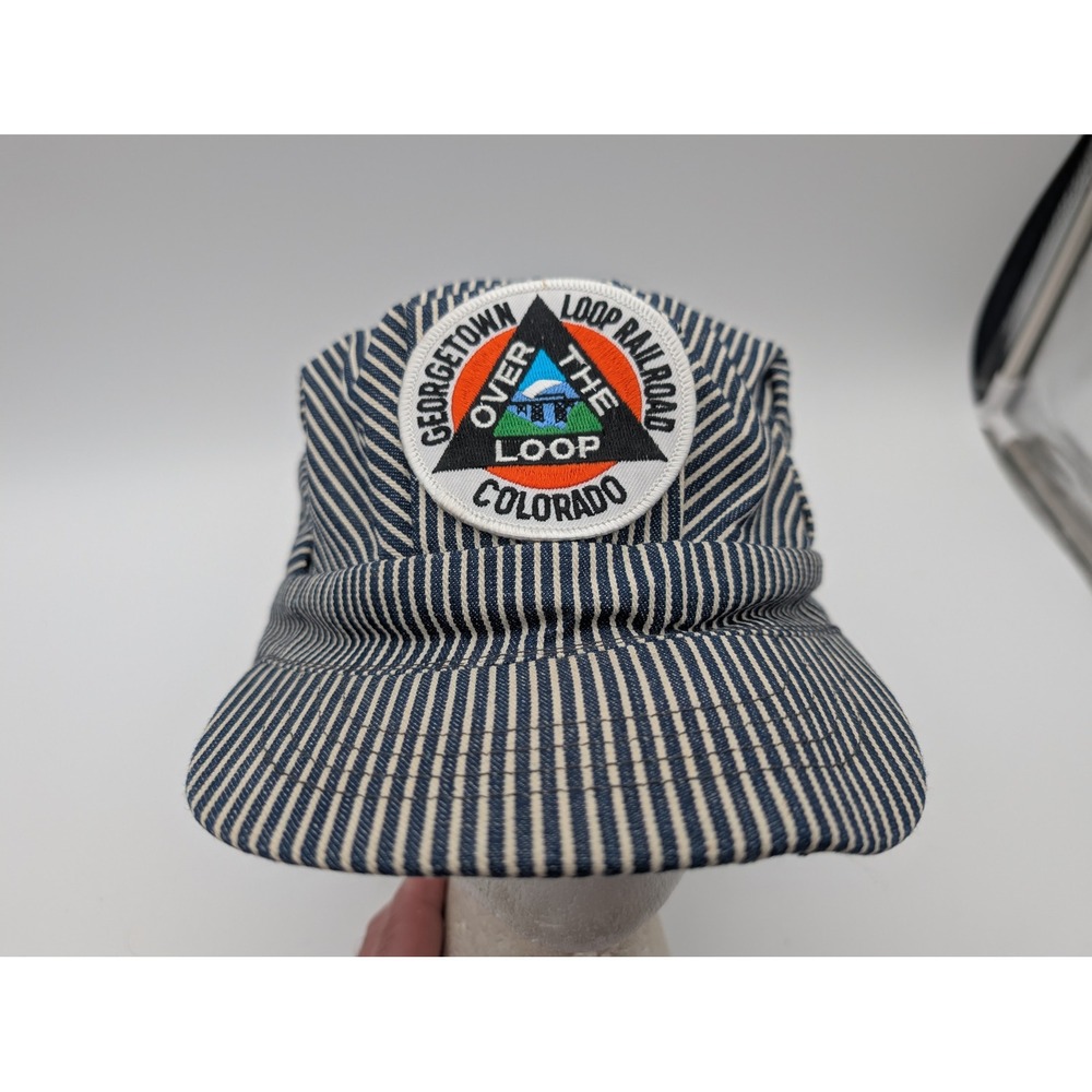 Vintage Georgetown Loop Railroad Colorado Hickory Stripe Engineer Hat USA Made